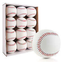 Boxed set of white baseballs with red stitching, one ball partially shown outside