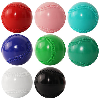 Baseball training ball set in red, pink, teal, navy, lime green, and dark green