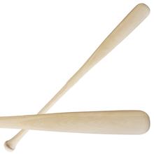 Wood baseball bat with smooth light finish and rounded handle