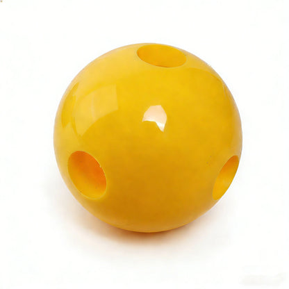 Yellow PVC training ball with side grip holes and top opening