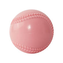 Pink baseball-style training ball with raised stitched seams