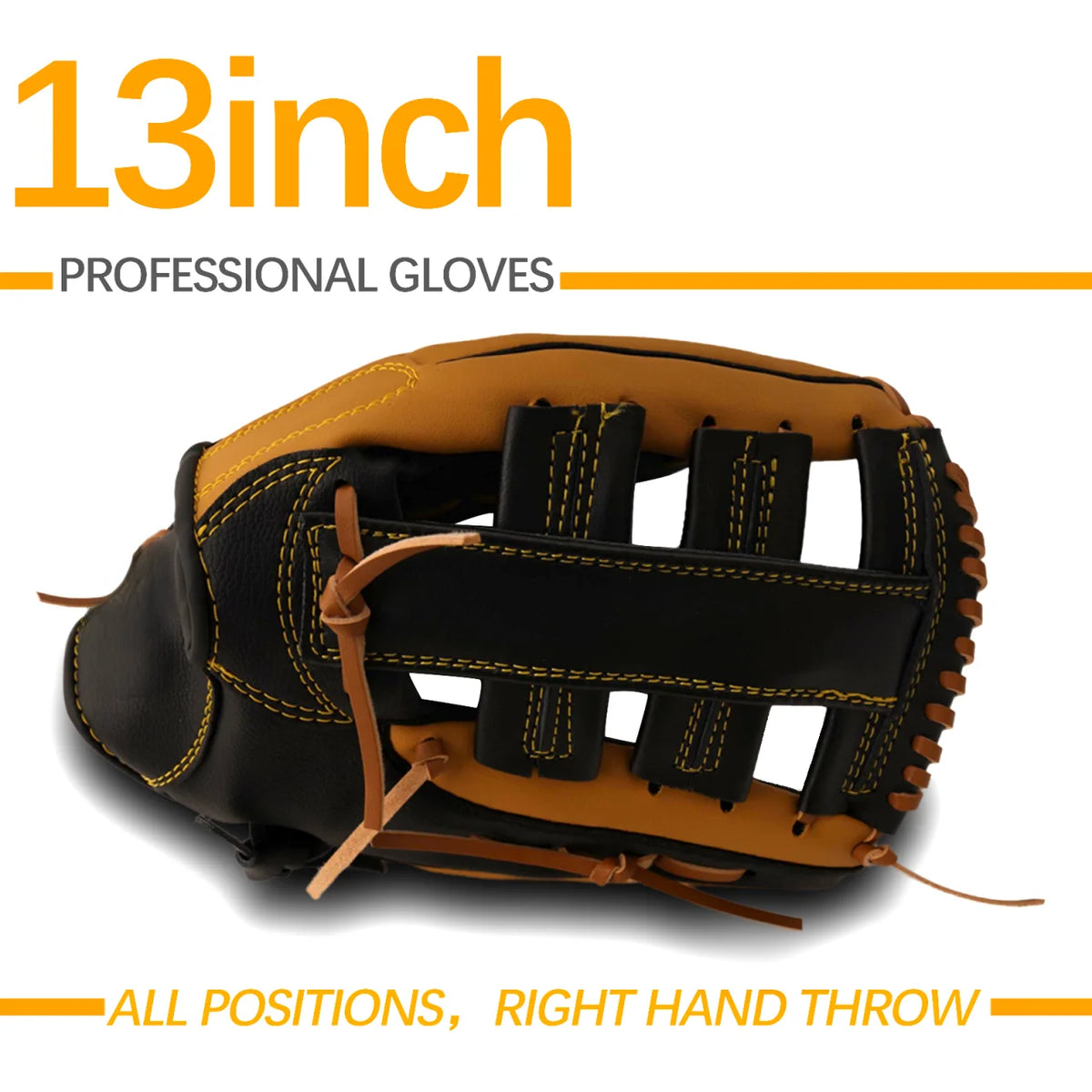 Tan and black baseball batting glove with padded wrist and adjustable strap