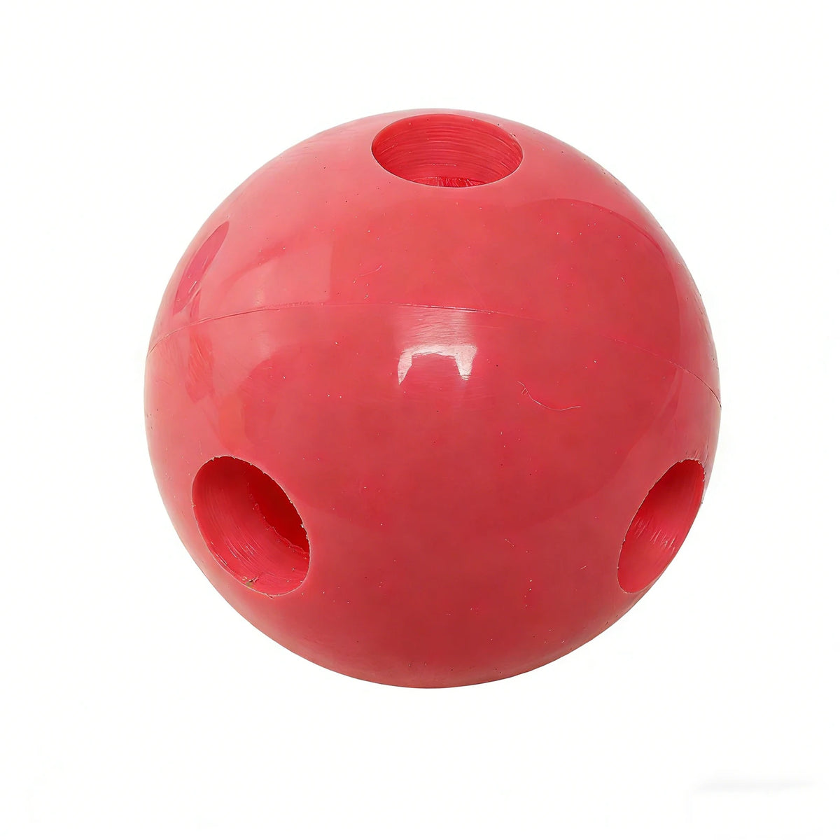 Red PVC training ball with top opening and side grip holes