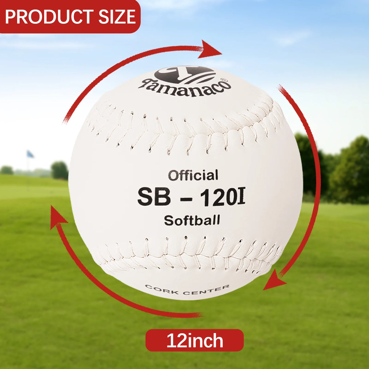 12-inch official white softball SB-120I Softball with cork center and stitched seams