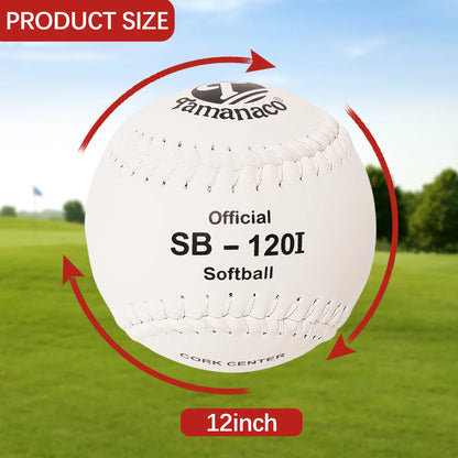 12-inch official white softball SB-120I Softball with cork center and stitched seams