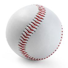 Single white baseball with red stitched seam line, close-up