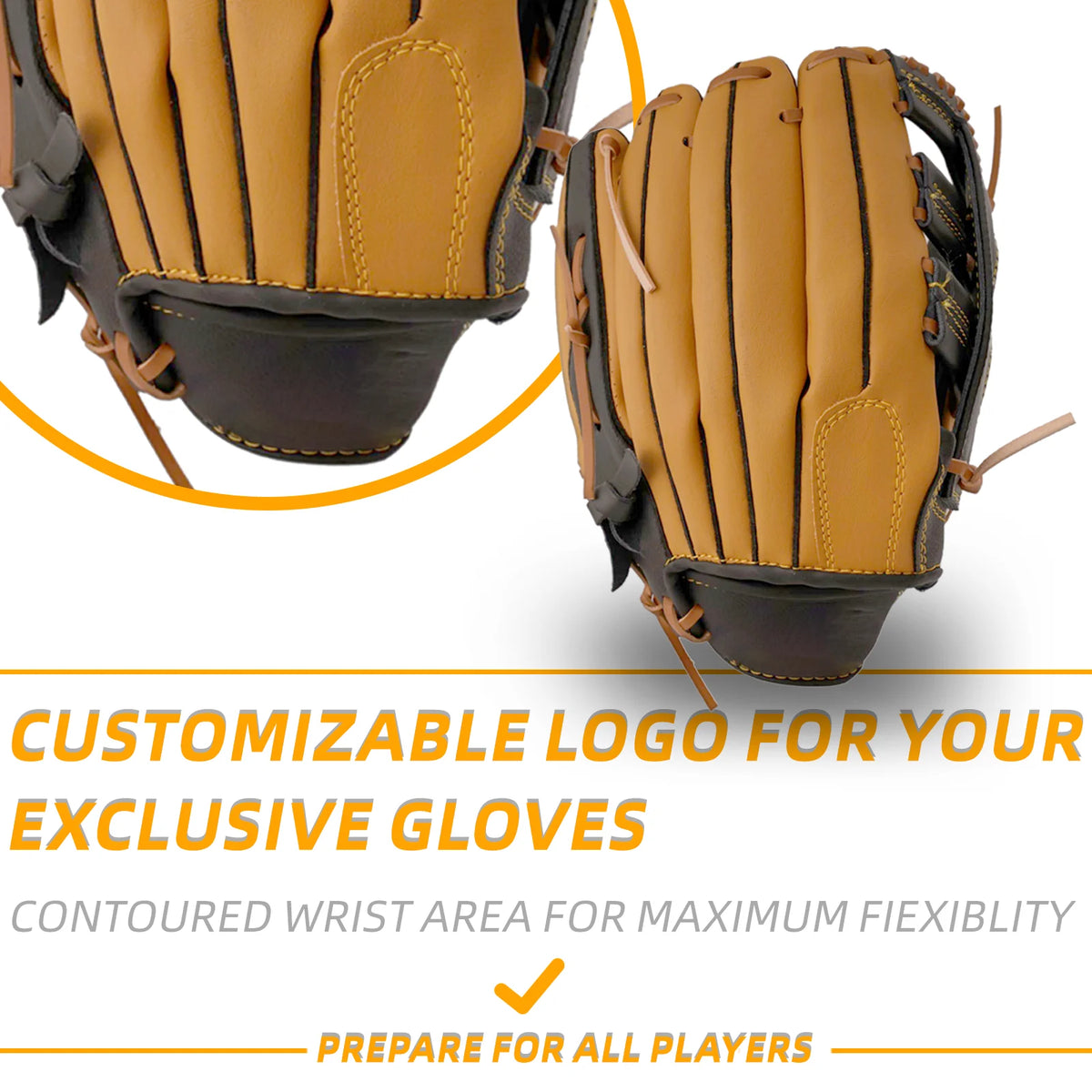 Tan baseball batting gloves with black wrist area, curved laces, and stitched palm panel