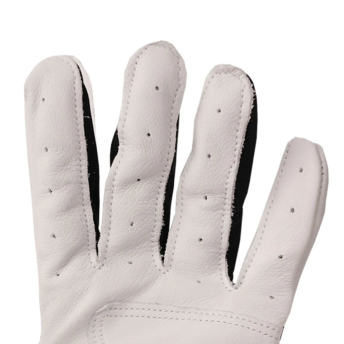 White batting glove with black inner accents and perforated finger top