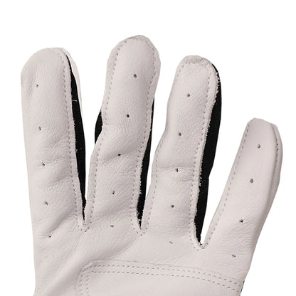 White batting glove with black inner accents and perforated finger top