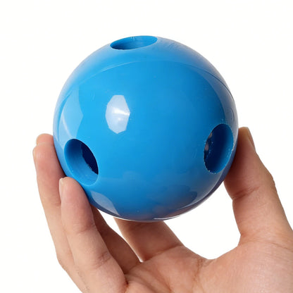 Blue PVC training ball front view with two side grip holes