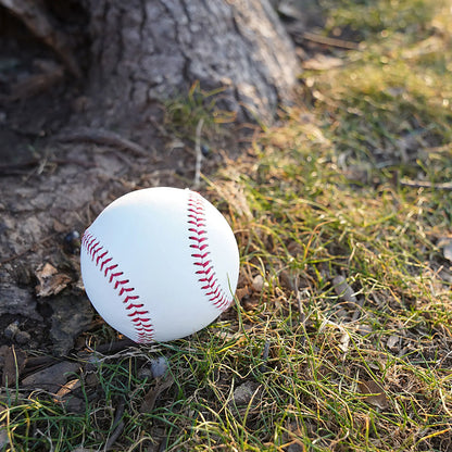 White baseball with red stitched seams