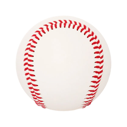 White baseball with red stitched seams, top view