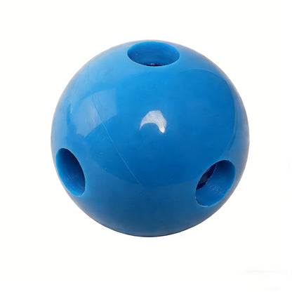 Blue PVC training ball with two side grip holes and top opening