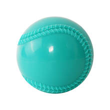 Teal baseball-style training ball with raised stitched seams