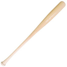 Light wood baseball bat with smooth barrel and rounded knob end